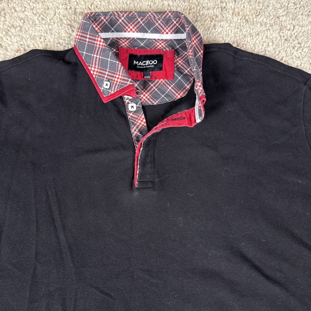 Maceoo Polo Shirt Mens 6 / 2XL Black Contrast Stitching Picque Fiber Designer